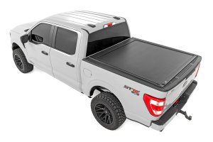 Ford F-150 Lightning Powered Retractable Bed Cover - Rough Country - Matte Black - '22-'26